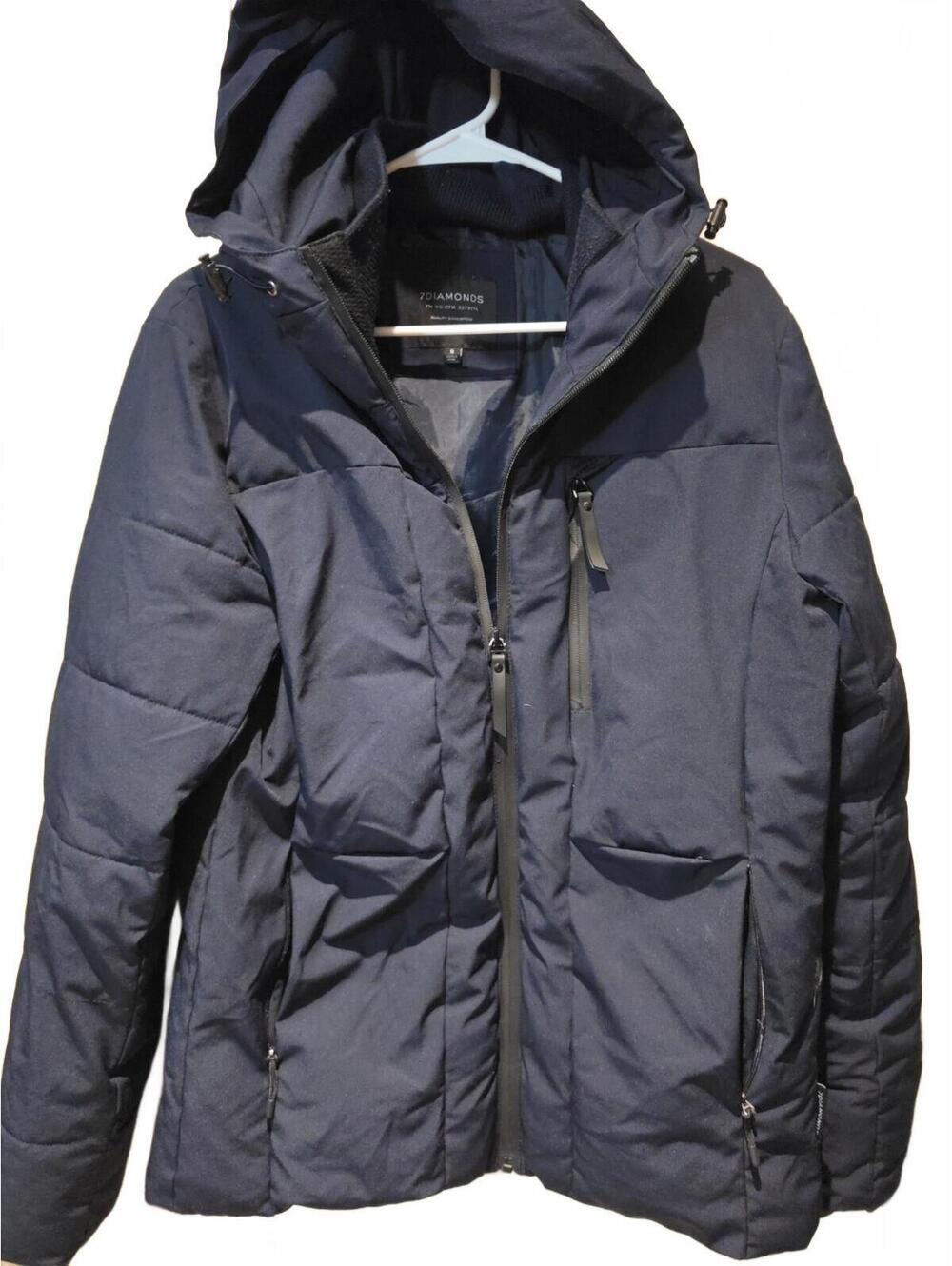 7 Diamonds Navy Hooded Full Zip Matterhorn Puffer Coat Chest And Inside Pocket S